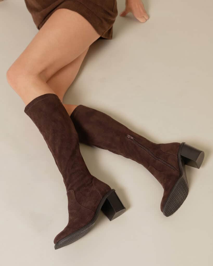 Botte haute femme cuir Figue