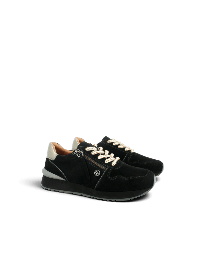 Basket femme cuir velours noir Yapo