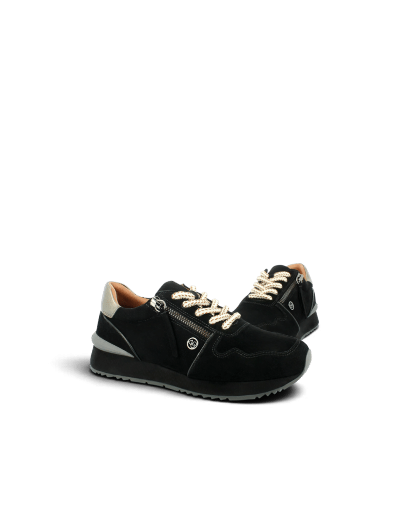 Basket femme cuir velours noir Yapo